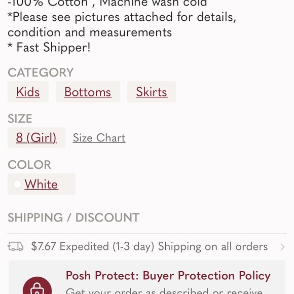 Marc Jacob Kids Girls Mini Skirt Size 8 - Picture 7 of 8